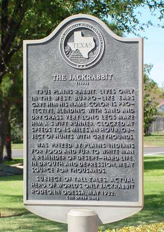 Jackrabbit historical marker, Odessa Texas