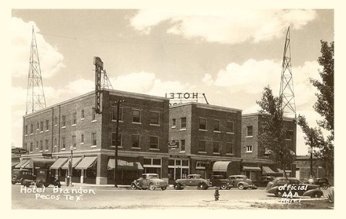 Pecos TX - Hotel Brandon 1930s Postcard 