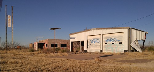 Ector County, Penwell TX -  Closed  cafe & garage