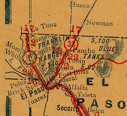 TX - El Paso County 1930 Hwy Map Showing White Spur