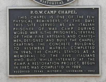 POW Camp Chapel historical marker, Hereford Texas